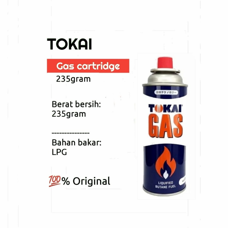 TOKAI GAS KALENG 1 PCS ISI 235 GR UNTUK SEMUA MEREK KOMPOR PORTEBLE