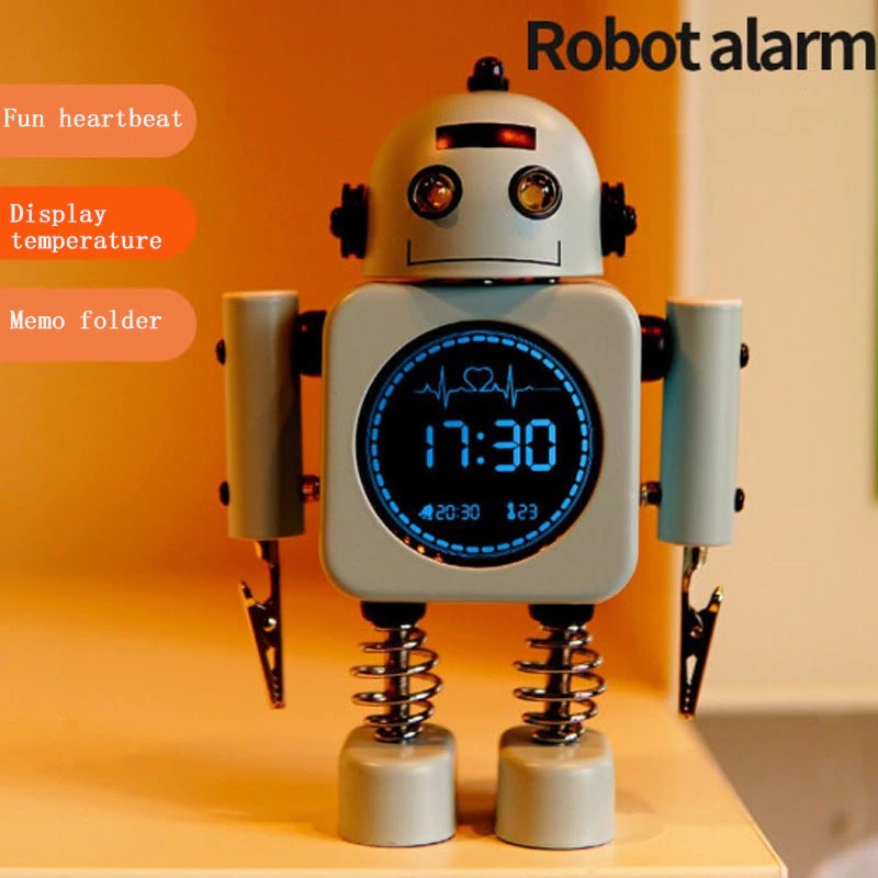 Vinero Vibot Jam Meja Digital Robot Alarm Clock