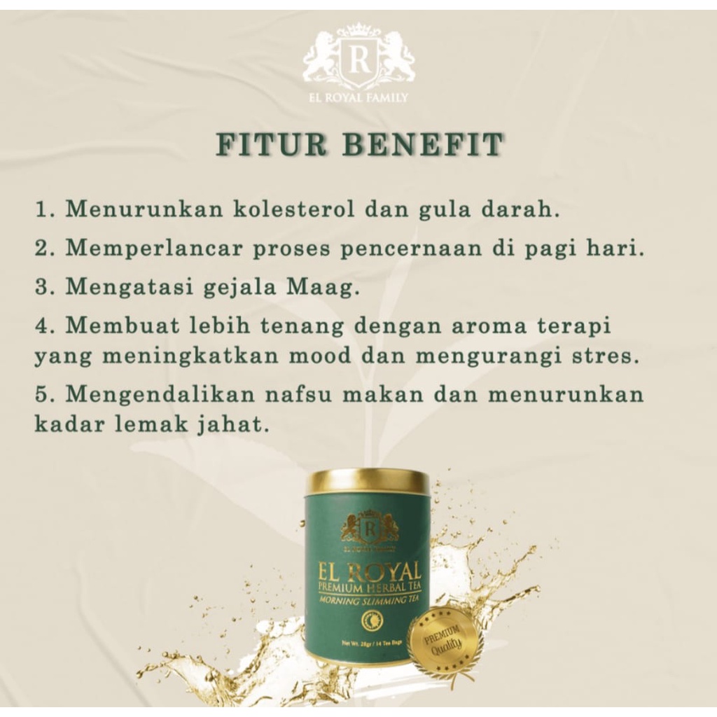 (FREE GIFT) EL ROYAL PREMIUM HERBAL TEA / TEH HERBAL UNTUK KESEHATAN / 1 PAKET ISI MORNING  &amp; NIGHT