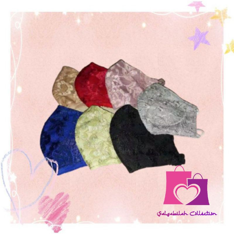 Masker brokat lapis katun Hijab Wanita Cantik Masker Brokat Pesta Fashion Model Scuba 2 Lapis Murah