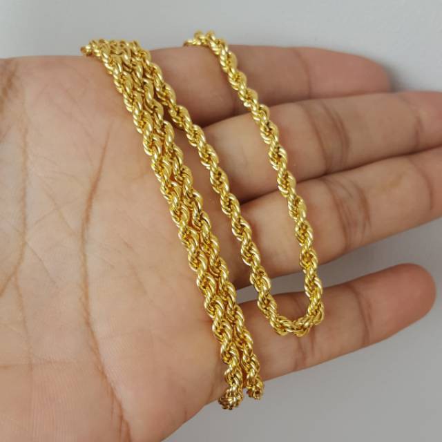 KALUNG TITANIUM RANTAI TAMBANG GOLD KOREA STYLE ANTI KARAT SELAMANYA TERMURAH BAGUS HIGQUALITY