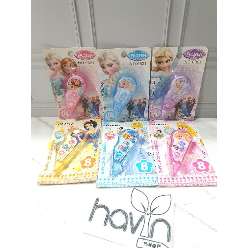 TIPEX ROLL/correction tape/tip-ex kertas/tipe-x karakter lucu kecil-FROZEN/PRINCESS 8M