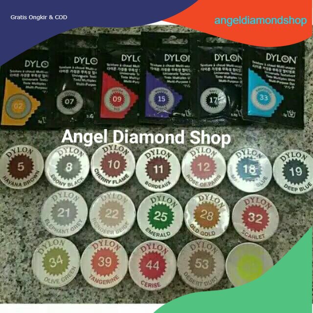 

COD DYLON PEWARNA TEKSTIL - PEWARNA PAKAIAN - PEWARNA KANCING - PEWARNA RENDA ORIGINAL