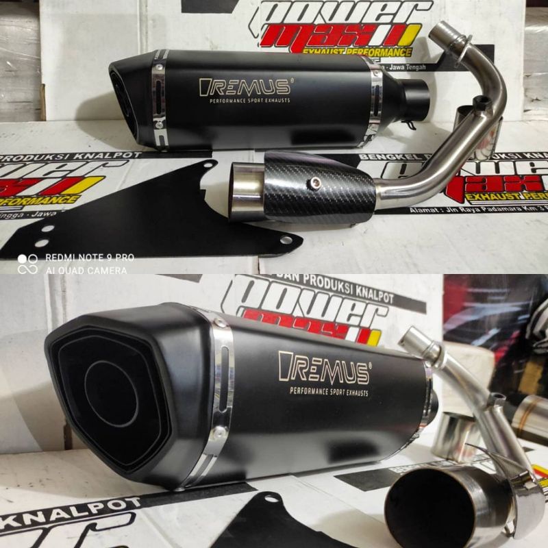 Knalpot Vespa Matic REMUS Hitam Coating Full System PNP