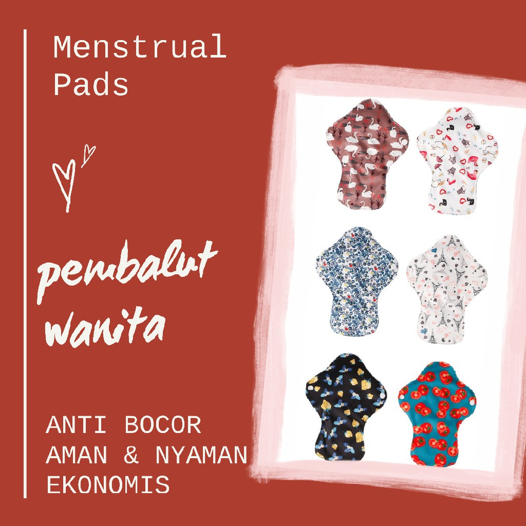 [HI] 4 PCS PEMBALUT KAIN CLOTH MENSTRUAL PADS MENSPAD WATERPROOF BAHAN BAMBOO CHARCOAL ANTI BAKTERI