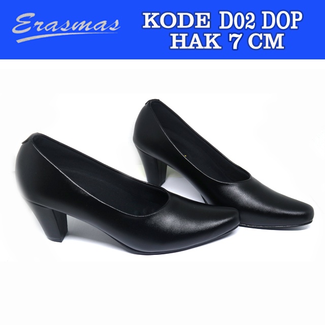Sepatu PANTOFEL FORMAL KERJA DINAS D02 ERASMAS Hak Runcing 7 Cm
