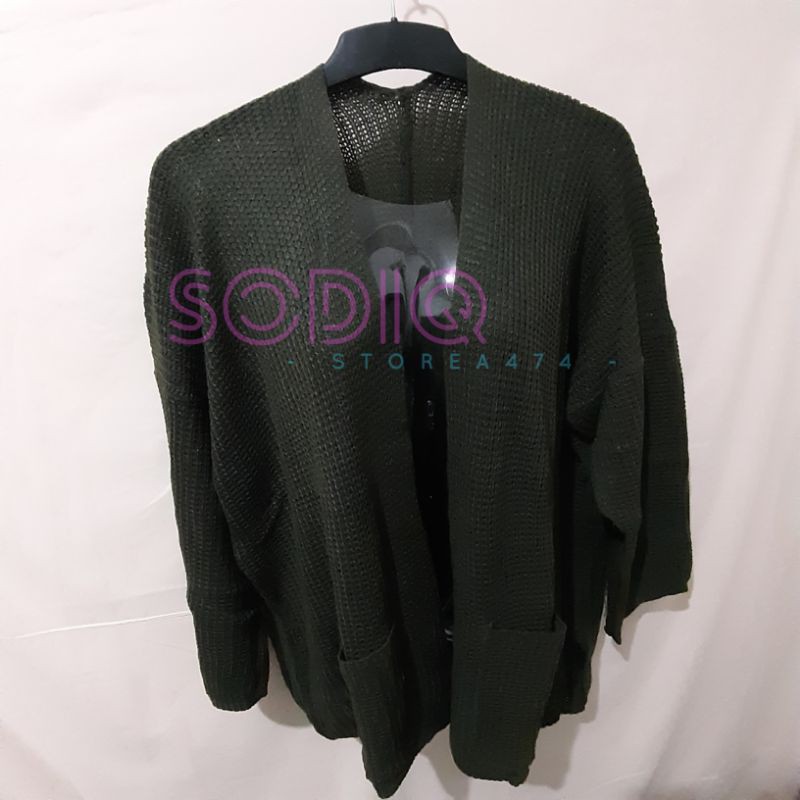Cardigan Oversized Cardi Outer LOOCY PREMIUM Rajut Tebal Cardy Oversize Lavella Wanita-Army
