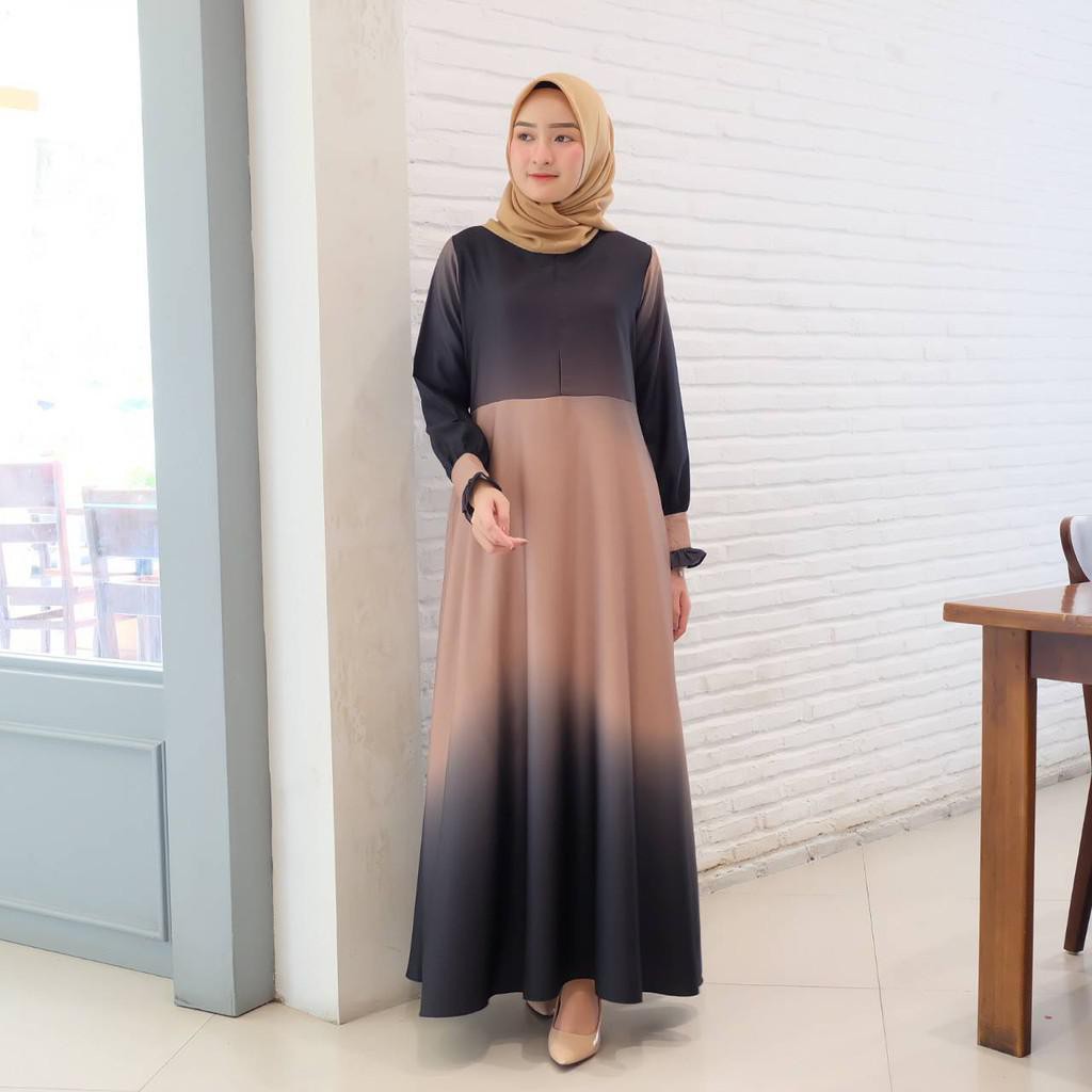 Gamis Anggrek Gradasi Motif Busui