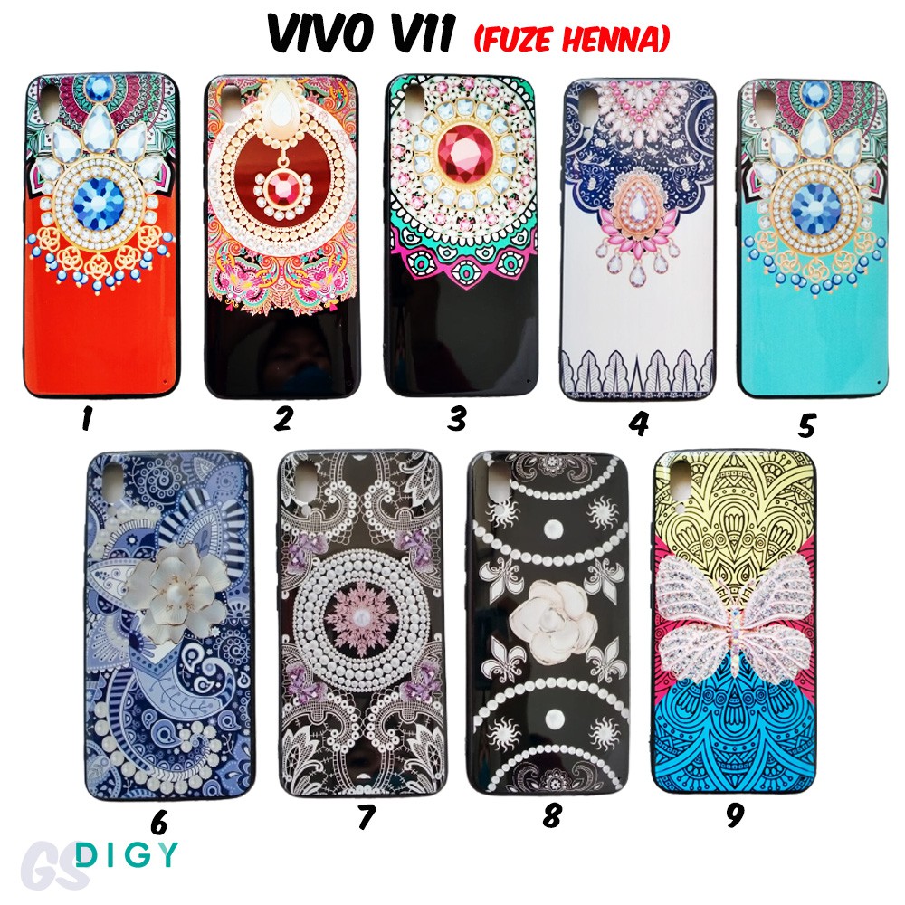 Paket murah Casing hp VIVO V11  Motif Henna Ring love autofokus Hardcase Softcase  case model Kartun