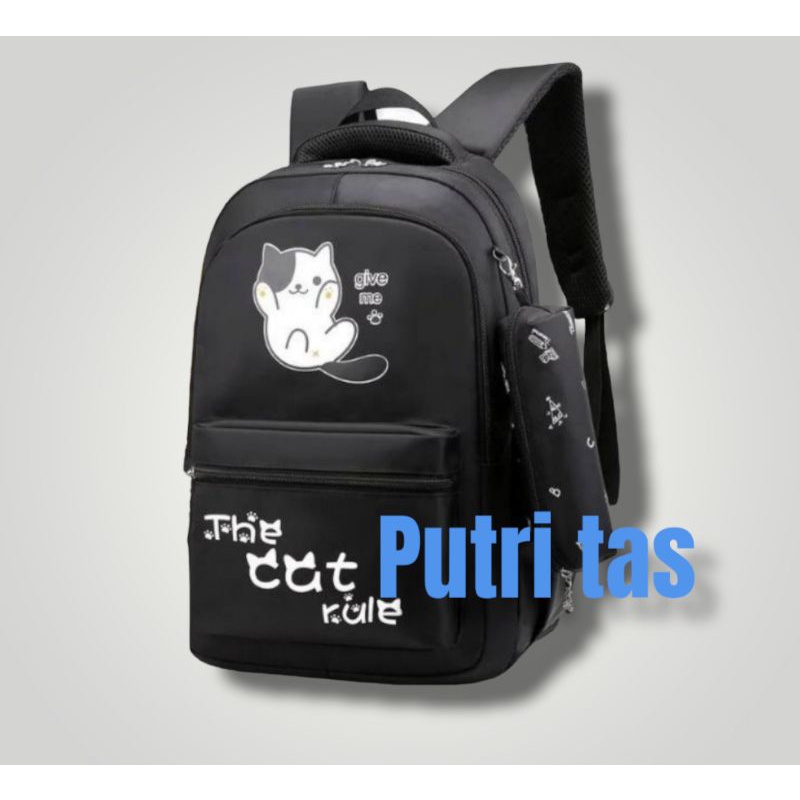 tas ransel anak sekolah sd smp motif kucing