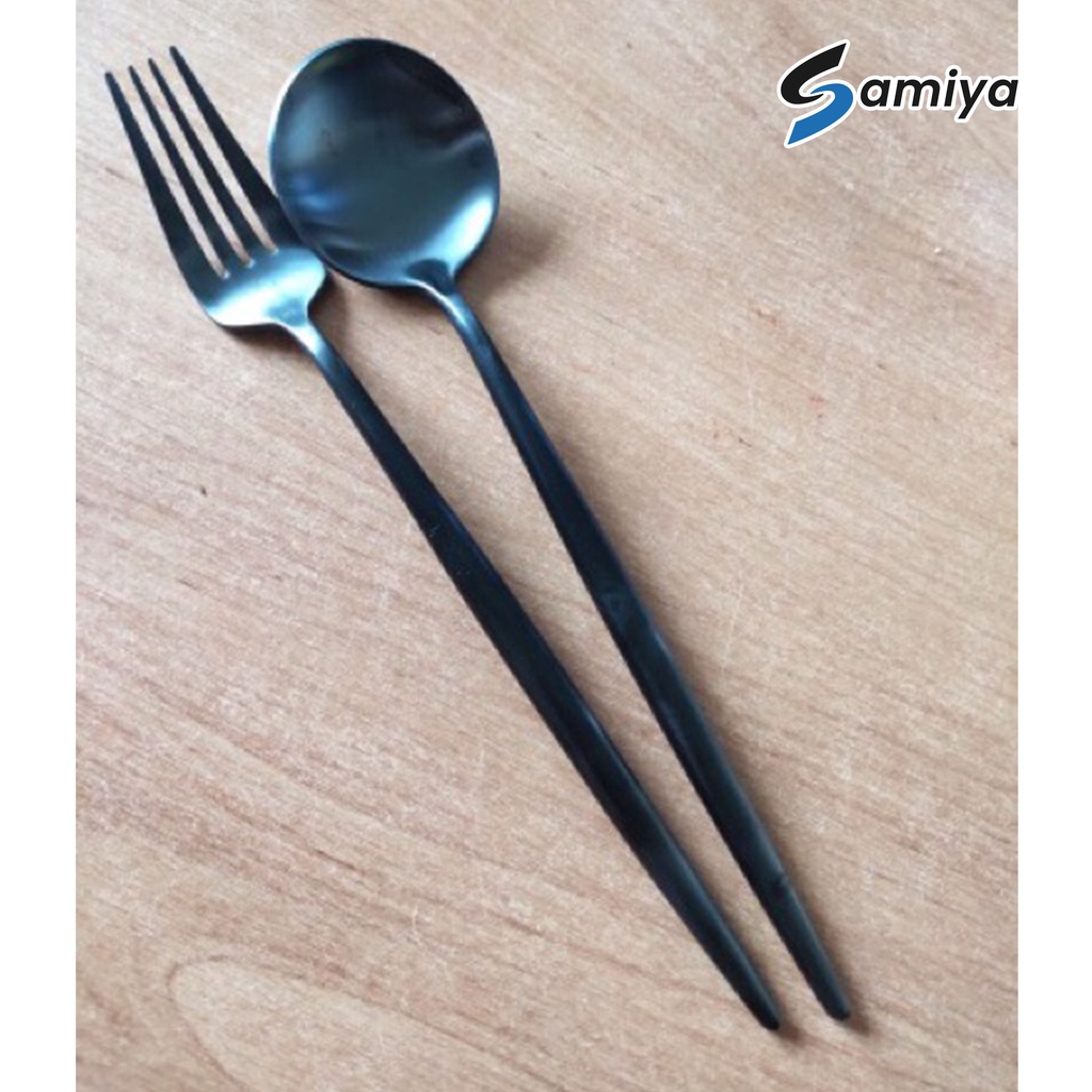 Sendok garpu stainless gold black western / sendok garpu warna / spoon fork set / sendok garpu eropa