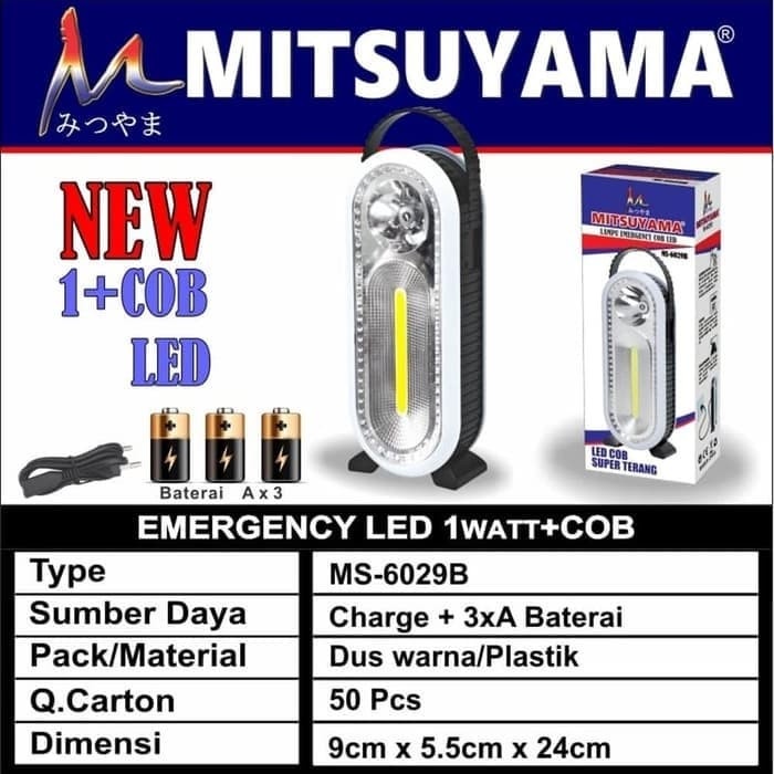 Lampu Emergency Led Mitsuyama MS-6029B Led 1W+COB
