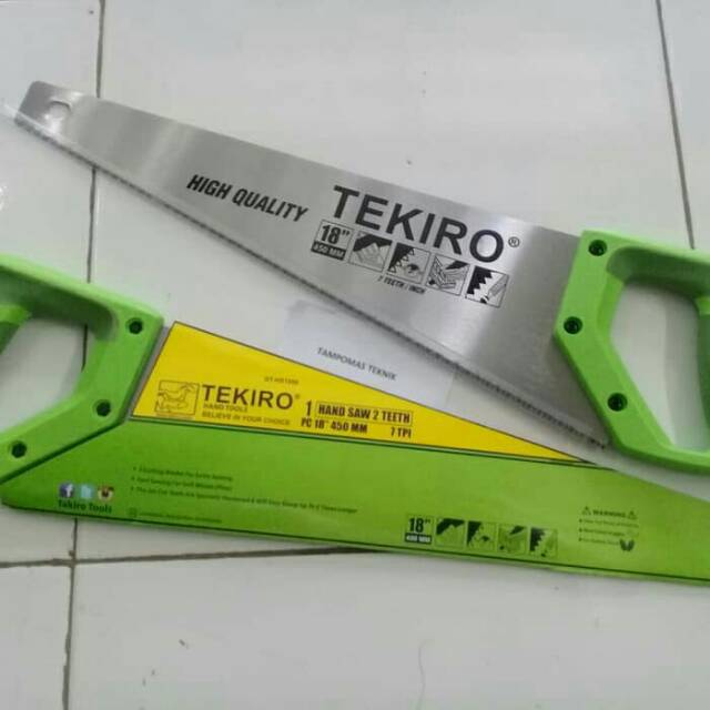 TEKIRO - GERGAJI KAYU 18 INCH GERGAJI TANGAN GAGANG TPR FIBER 2 MATA