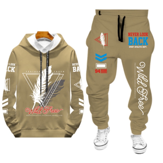 N_S Stelan Pria/Wanita 1Set Hoodie Panjang+Celana Jogger Wild_Stey