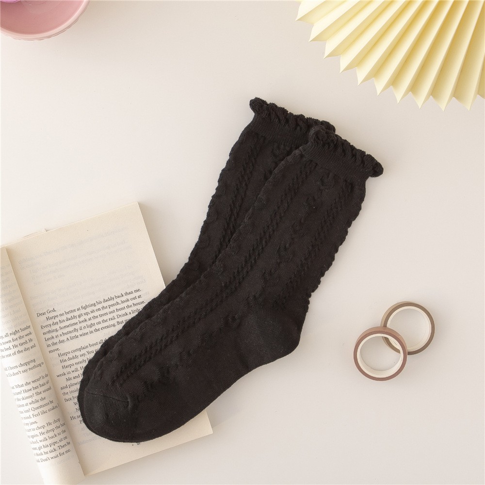 KK-45 kaos kaki lolita sedang socks renda rajut love autumn winter import jepang korea