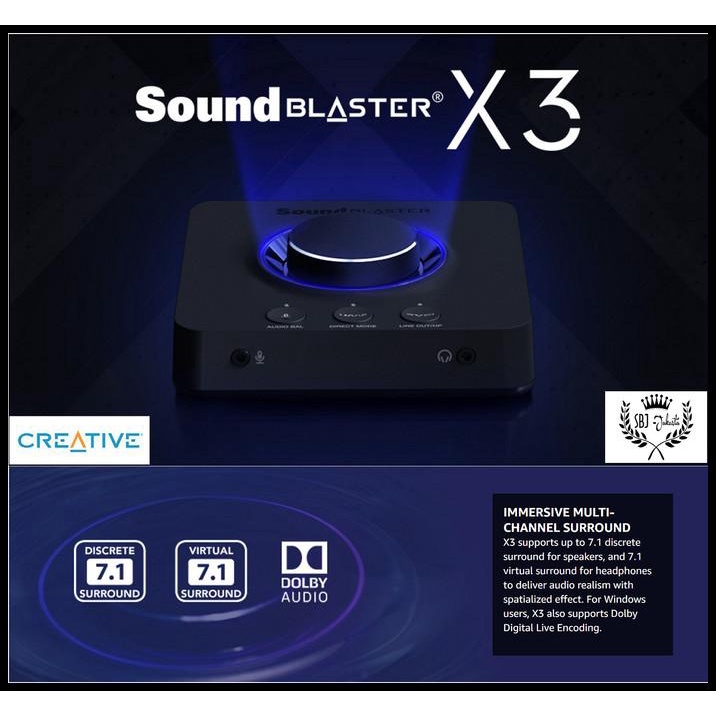 Creative Sound Blaster X3 Hi-Res 7.1 Usb Dac Amp Sound Card Ps4 Ps5 Pc