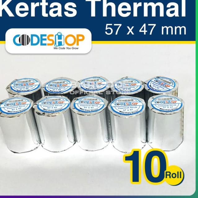 

▼ 1 PACK / 10 KERTAS THERMAL 57 X 47 / 58 X 48 STRUK ROLL PRINTER KASIR ▲