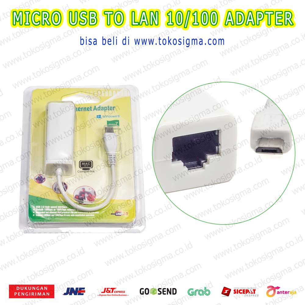 MICRO USB TO LAN RJ45 PORT Ethernet 10/100 Mbps Network Adapter