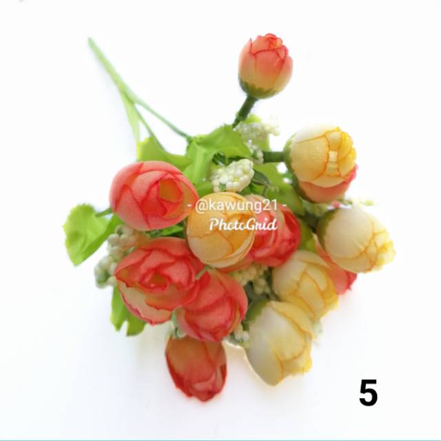 Bunga Buket Tangan Mawar Kuncup Kecil Artifisial Tulip Bouquet Rose Flower -AF09A