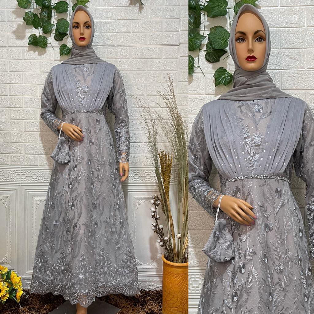 TERBARU LONG DRESS PRINCES TULLE MUTIARA BORDIR / DRESS PESTA