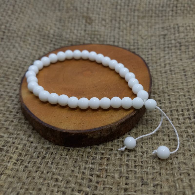 Gelang Tasbih Batu Giok Putih 33 butir 6mm