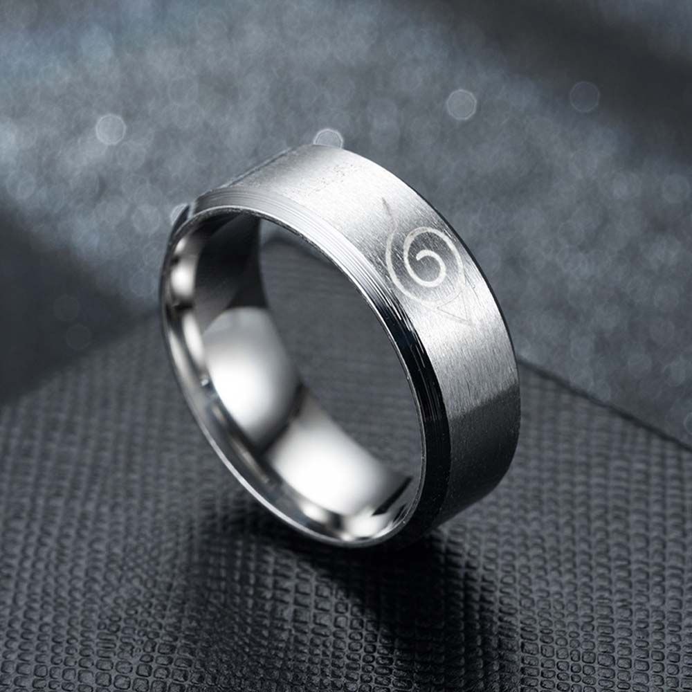 MXBEAUTY Unique Naruto Rings Black Stainless Steel Anime Finger Rings Jewelry Accessories Sasuke Itachi Ninja Konoha Uzumaki Symbal Anime Fans Gifts Unisex for Men Women Titanium Steel Ring/Multicolor