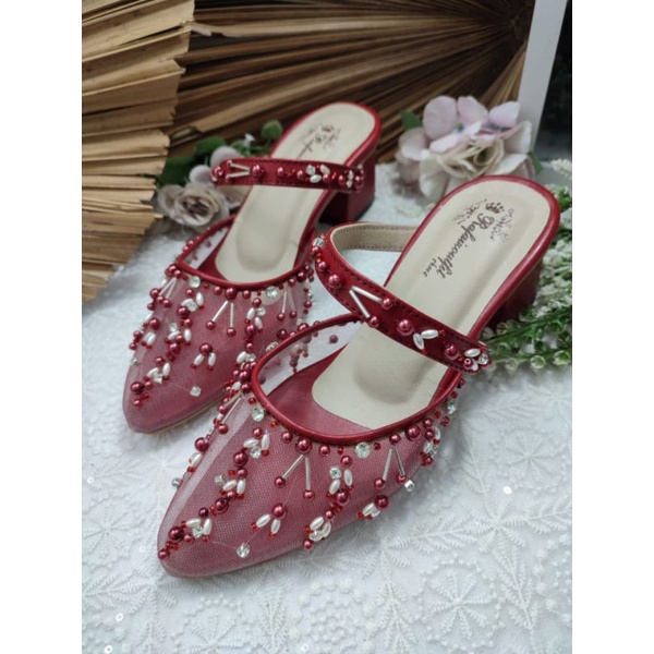 sepatu rafaizoutfit Naumi merah marron tinggi 5cm tahu