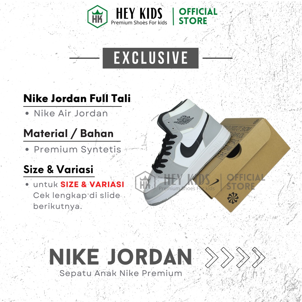 Sepatu Anak Laki Laki Perempuan Jordan Original Sneakers Sekolah SD Hitam Putih Premium Quality Snek