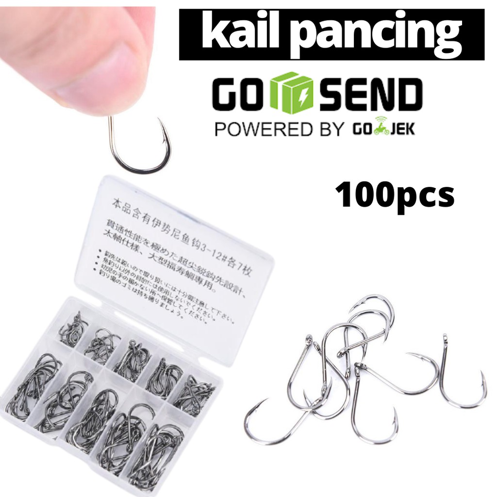 100pcs Kail Pancing Bahan Baja Karbon Dan Stainless Steel