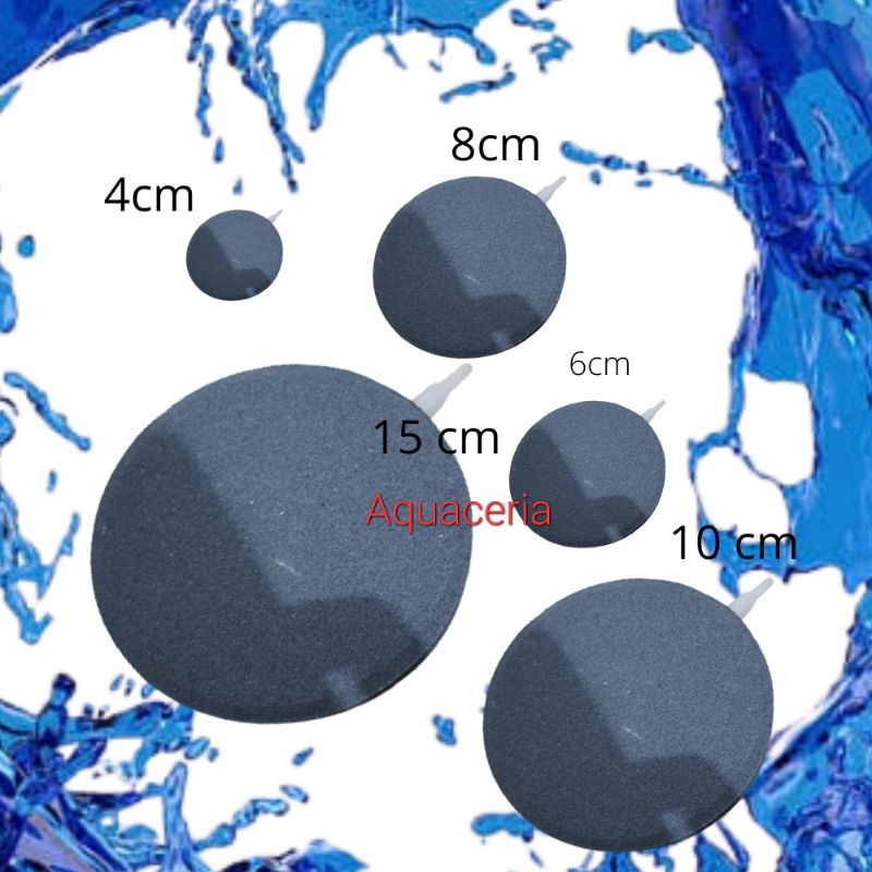 Batu Airstone bulat gepeng asc 100 batu airator gelembung udara batu airasi 10 cm