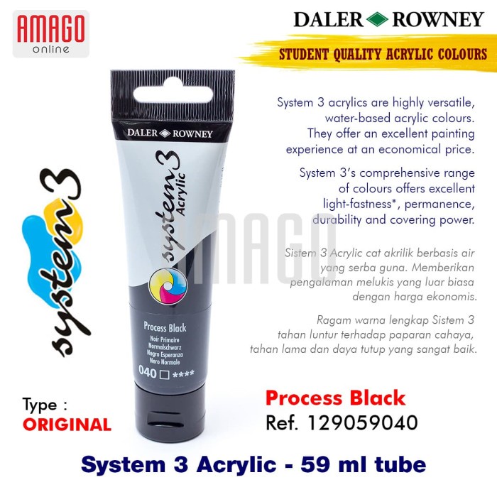 

Hemat Daler-Rowney - System 3 Acrylic 59 Ml - Process Black - 129059040 Promo