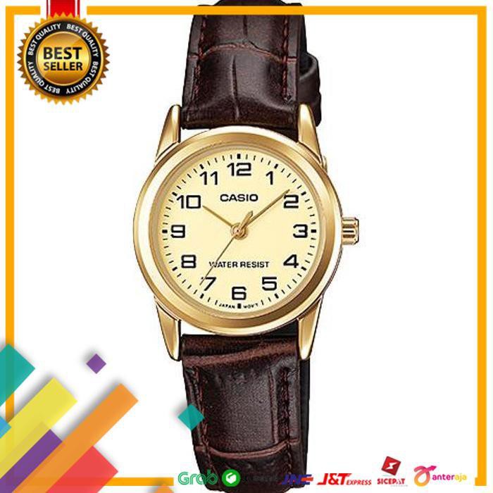 HOT DEAL.. JAM TANGAN CASIO LTP-V001GL-9BUDF ORIGINAL JAM WANITA TALI KULIT MEWAH ..TERMURAH