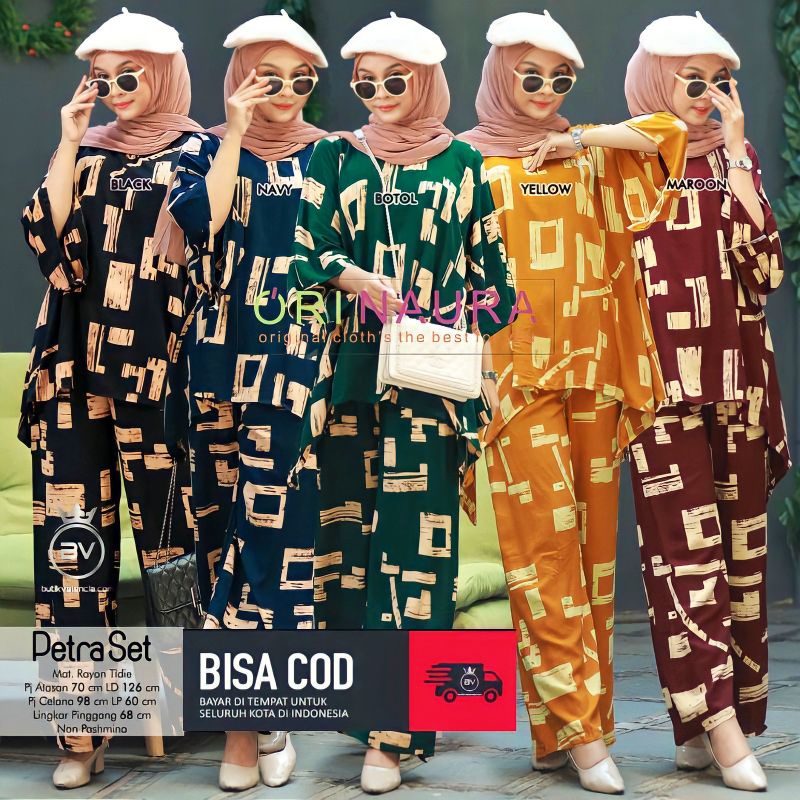 Petra Set Jumbo - One Set Jumbo Waka Waka  Setelan Wanita Rayon Premium Set Celana Panjang Tie Dye Kekinian LD 130 cm