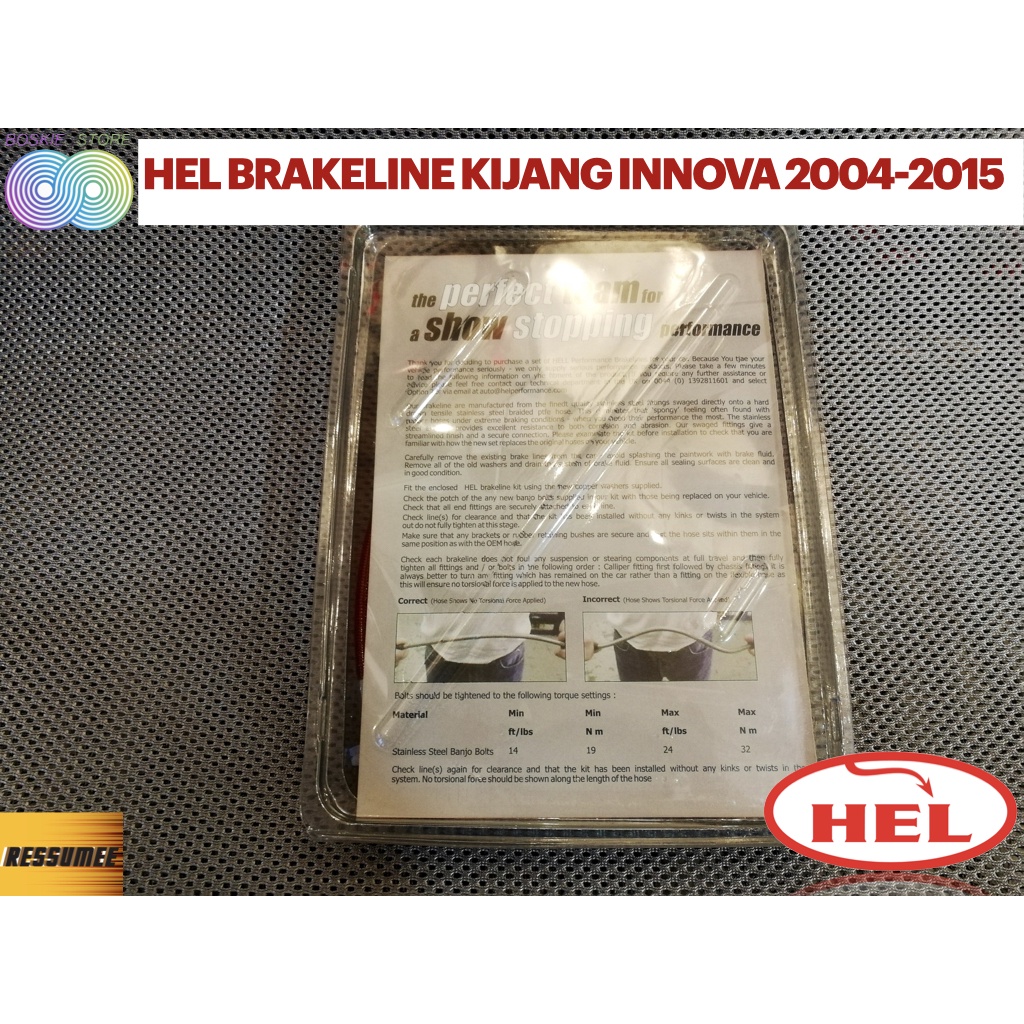 Hel Brake line Toyota Kijang Innova 2004 2015 Stainless Steel Braided