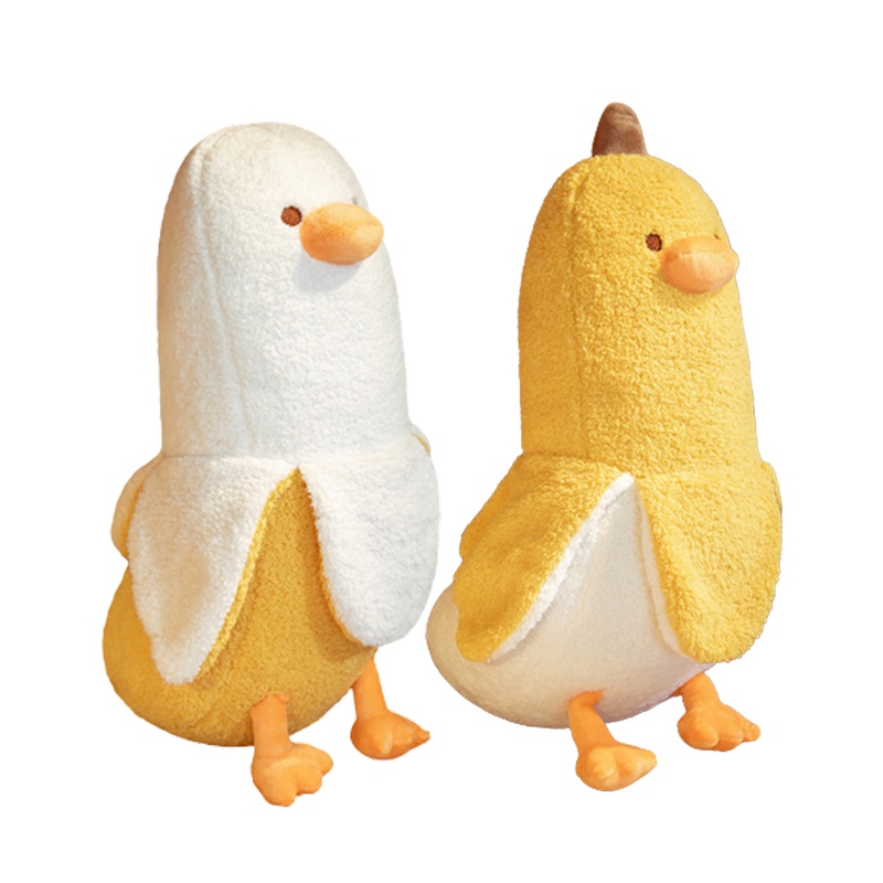 Kawaii Banana Duck Stuffed Plush Toy Long Body Hugging Pillow Gift Yellow/White 50/70cm