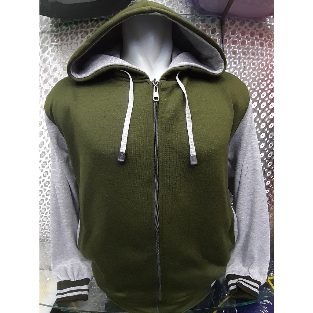 JAKET HOODIE VARSITY ZIPPER RAGLAN POLOS UNISEX PRIA &amp; WANITA BANYAK WARNA