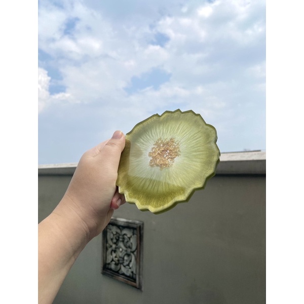 Green Geode Resin Coaster
