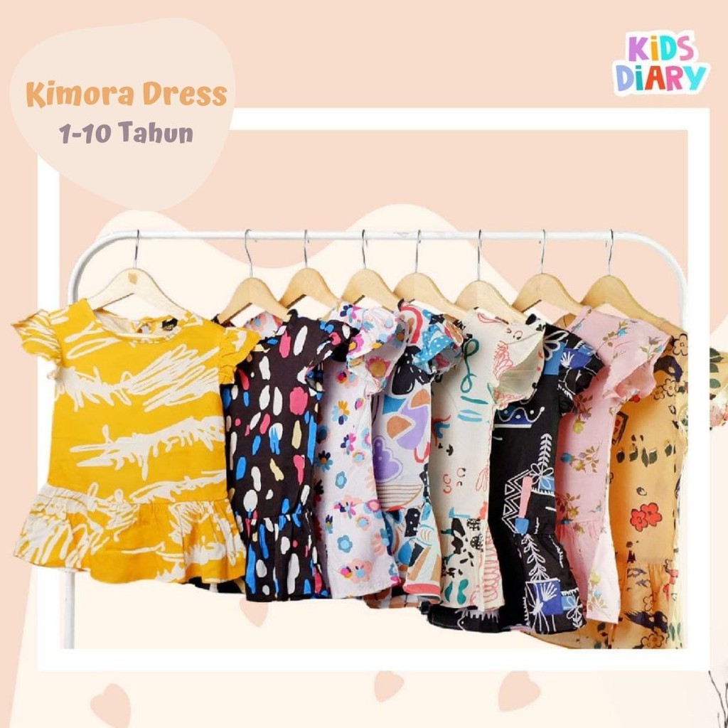 Baju Anak Perempuan Dress Lengan pendek Daster Rumahan Premium Kimora Dres 1-10 Tahun