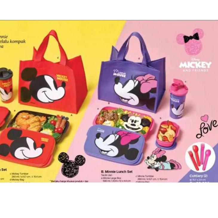 4.4 Mickey mouse & minnie mouse Lunch set tempat bekal makan Tupperware ADB-20
