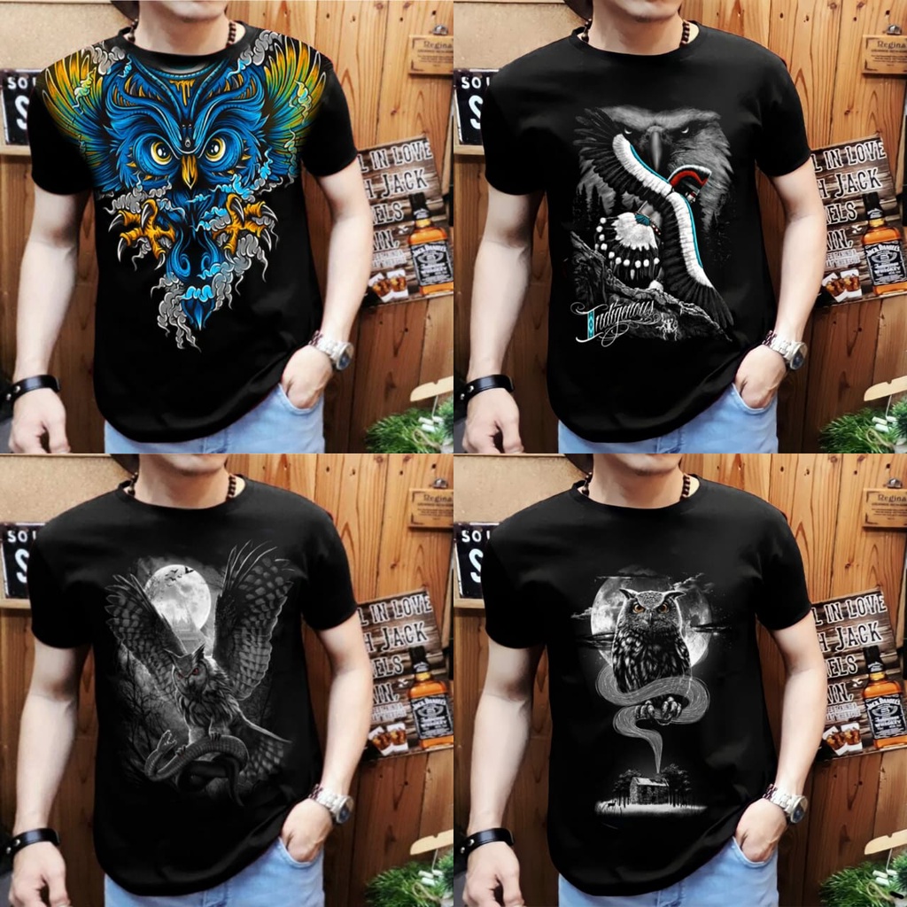 Kaos distro pria gambar OWL lengkap / shalch trendy