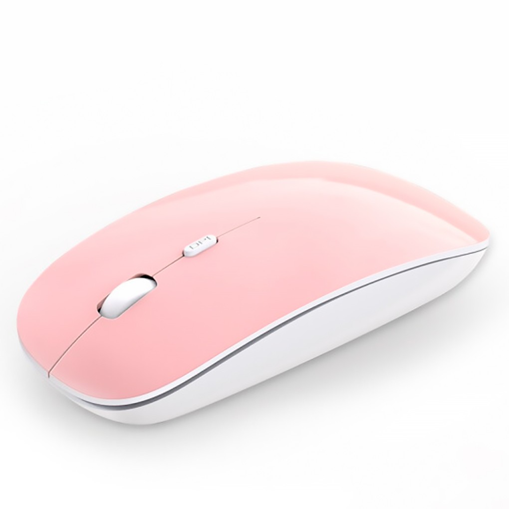 INONE Mouse Silent Click Wireless Slim 2.4Ghz 1000/1200/1600DPI Rechargeable untuk PC Laptop-PINK