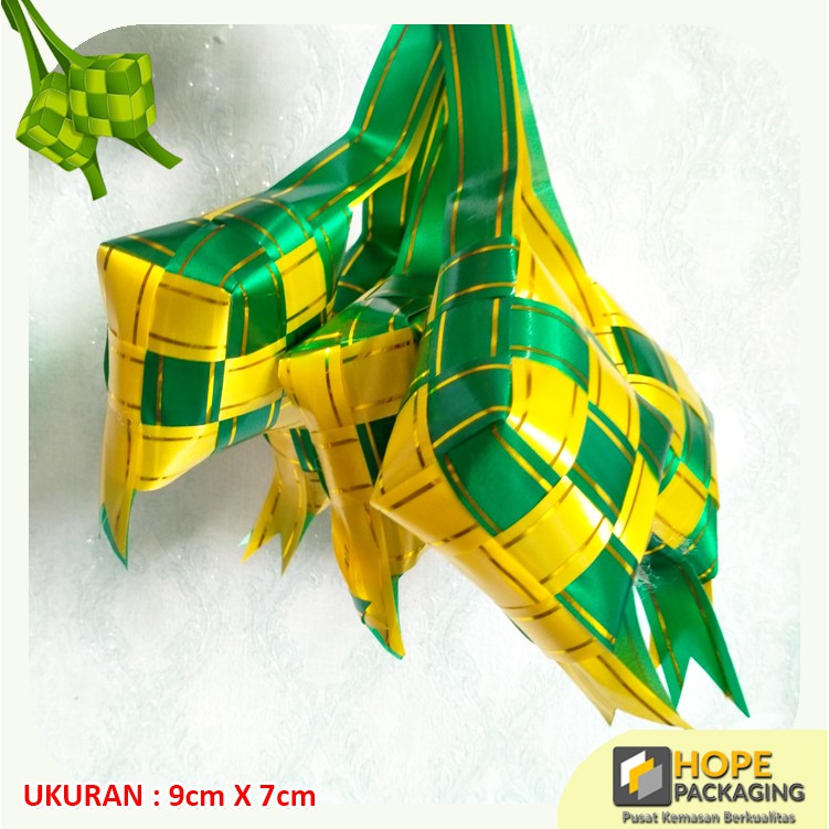 Hiasan Ketupat lebaran Pita Satin Besar/Hiasan Pita Lebaran/Hiasan Hampers 9x7 cm