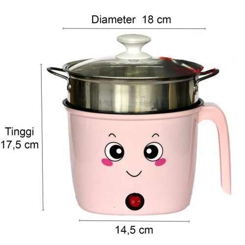 Panci Kukus Elektrik Q2-8718 Cooking Pot Multifungsi 18cm Serbaguna