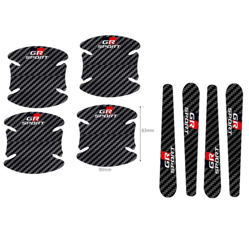 4 / 8Pcs Stiker Film Pelindung Handle Bahan Carbon Fiber Untuk Toyota GR Gazoo Racing Car Bowl