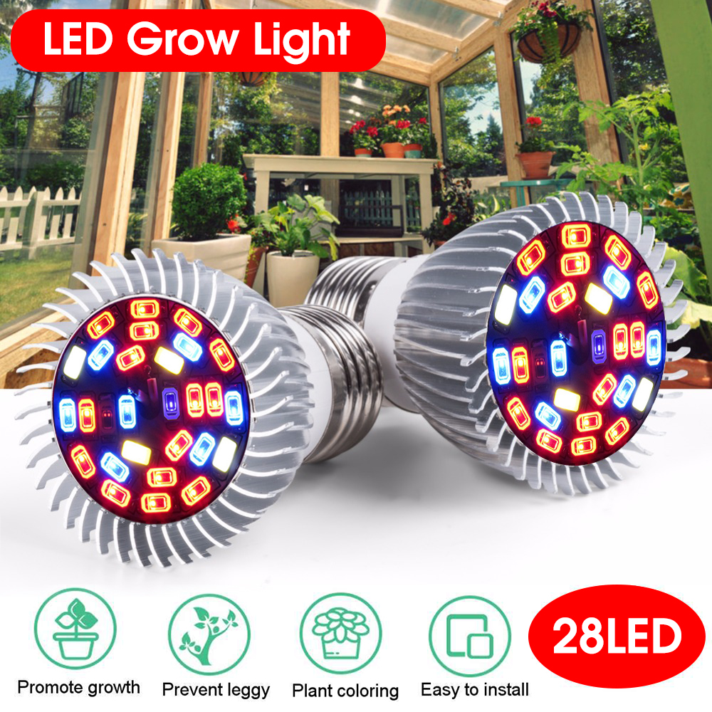 Grow Ligh Lampu Cahaya Tanaman LED E27 220V Indoor Plant Vegetables Flower 18W 28W