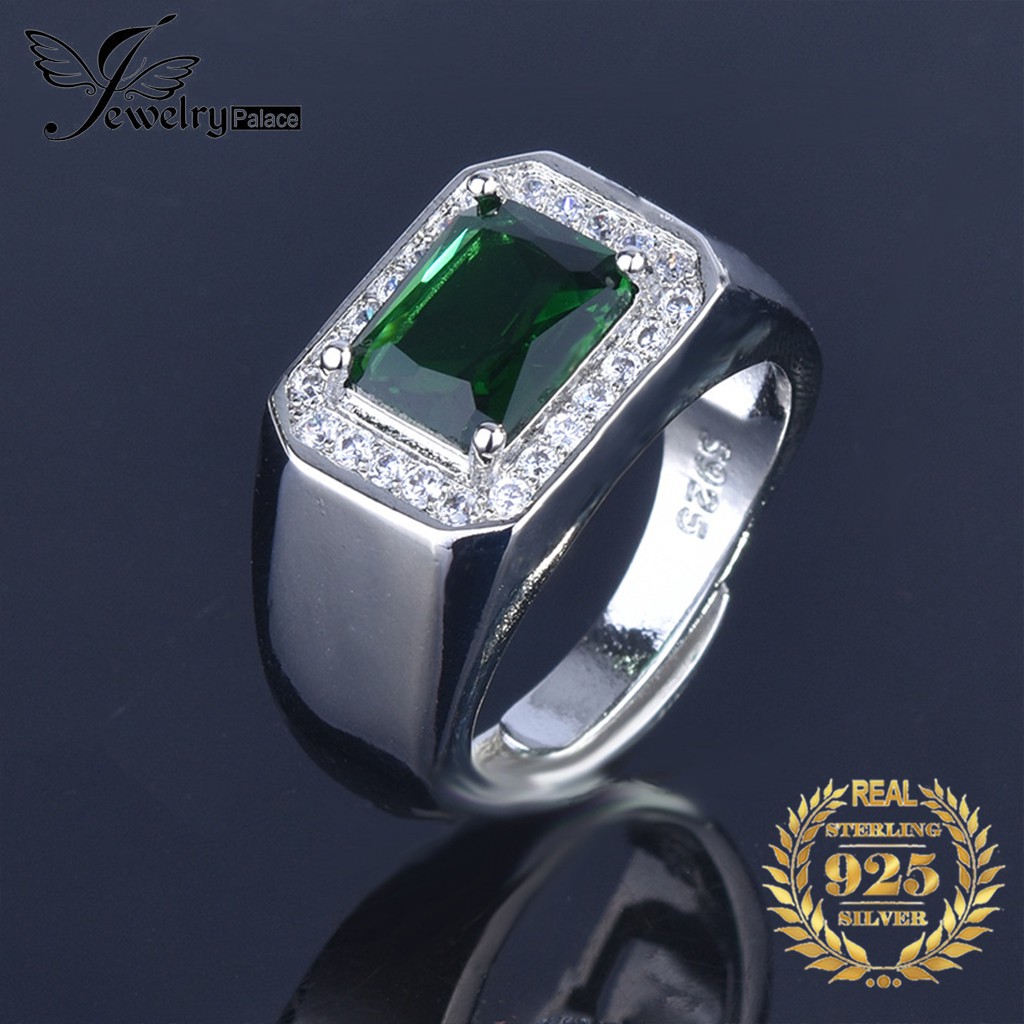 Cincin Sterling Silver 925 Dengan Emerald Sapphire Untuk Wanita