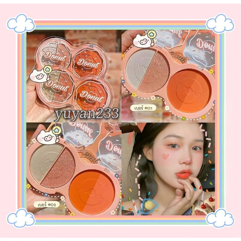 PROMO ECER!!!HIGHLITER POWDER&amp;BLUSHER DONUT HASAYA GIRL  JH-3737