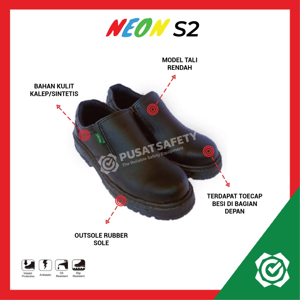 Sepatu Safety Proyek Neon S2 Slop Kerja Lapangan