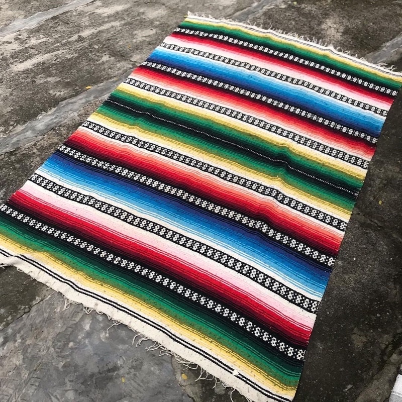 Mexican Blanket Rainbow | kain selimut karpet navajo serape vintage mexico