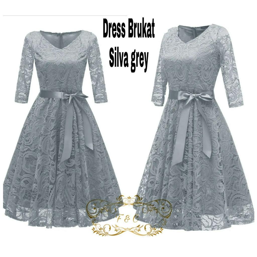 Feodora Fashion / Dress Silva / dress wanita / dress brukat / dress midi / pakaian wanita / dress party (GOOD QUALITY)